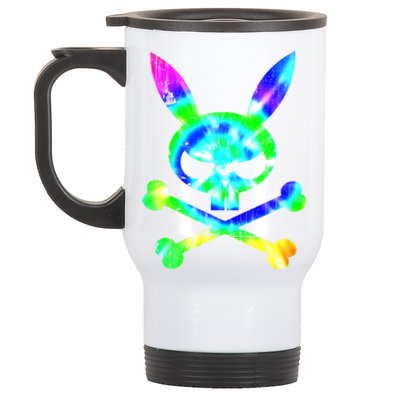 Scary Skull And Crossbones Bad Rabbit Horror Bunny Tie Dye Gift Stainless Steel Travel Mug