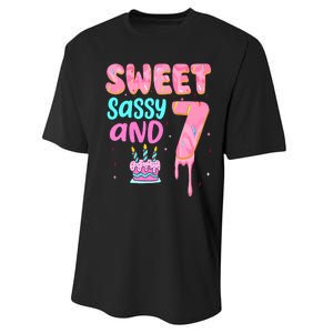 Sweet Sassy And Seven Birthday Girl Donut 7th Birthday Performance Sprint T-Shirt