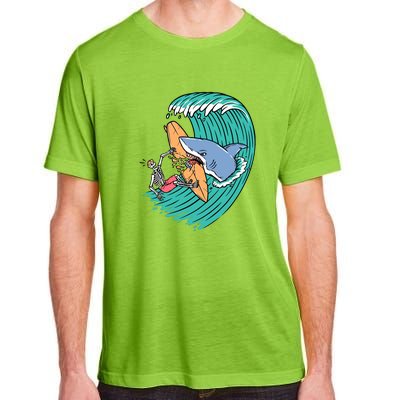 Surfing Sharks Attack Surfers Gift Adult ChromaSoft Performance T-Shirt