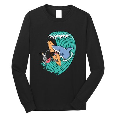 Surfing Sharks Attack Surfers Gift Long Sleeve Shirt