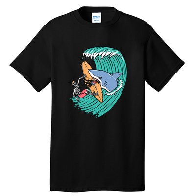 Surfing Sharks Attack Surfers Gift Tall T-Shirt