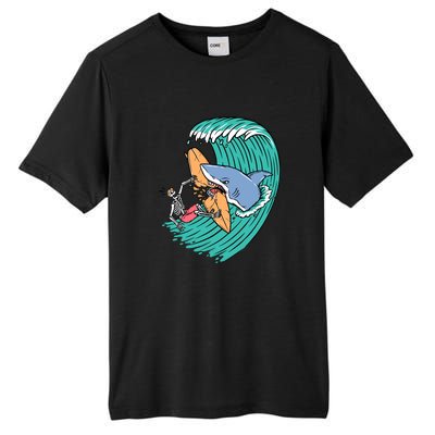 Surfing Sharks Attack Surfers Gift Tall Fusion ChromaSoft Performance T-Shirt