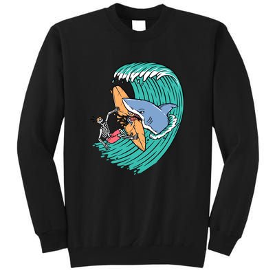 Surfing Sharks Attack Surfers Gift Tall Sweatshirt