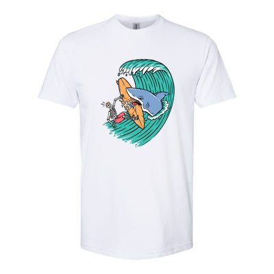 Surfing Sharks Attack Surfers Gift Softstyle® CVC T-Shirt