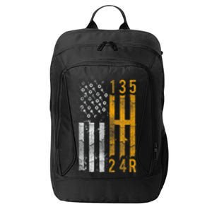 Stick Shift American Flag Muscle Car Mechanic City Backpack