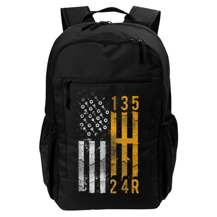 Stick Shift American Flag Muscle Car Mechanic Daily Commute Backpack