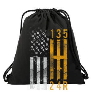 Stick Shift American Flag Muscle Car Mechanic Drawstring Bag