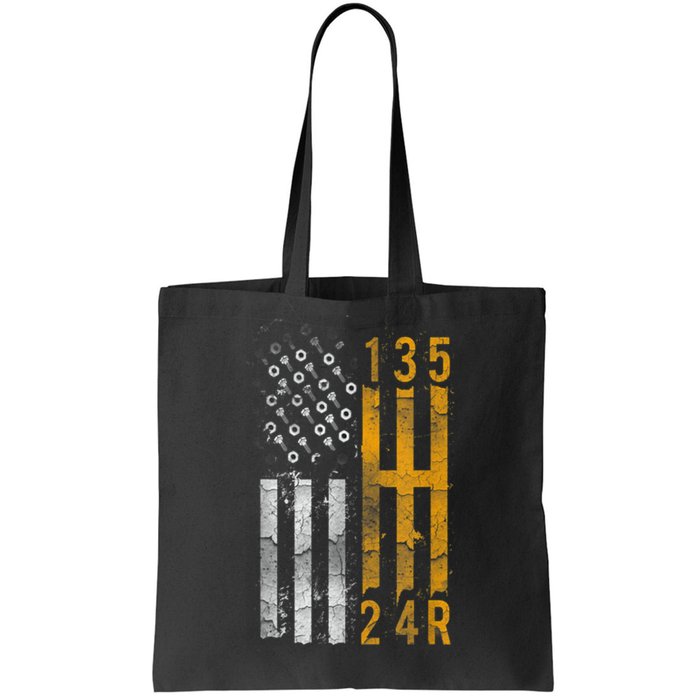 Stick Shift American Flag Muscle Car Mechanic Tote Bag