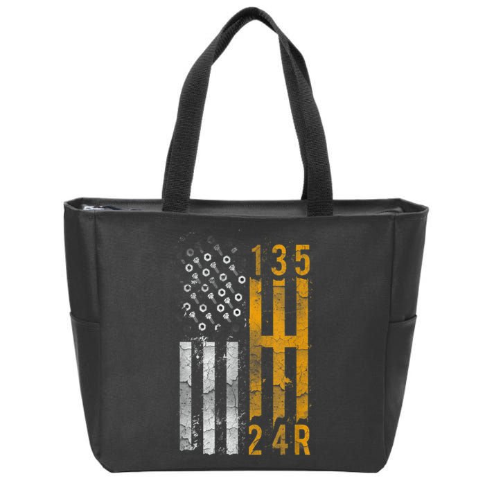 Stick Shift American Flag Muscle Car Mechanic Zip Tote Bag