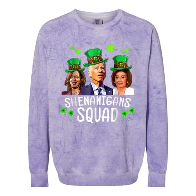 Shenanigans Squad Anti Biden Shamrock St Patrick's Day Funny Colorblast Crewneck Sweatshirt