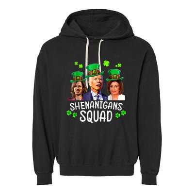 Shenanigans Squad Anti Biden Shamrock St Patrick's Day Funny Garment-Dyed Fleece Hoodie