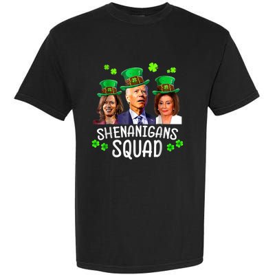 Shenanigans Squad Anti Biden Shamrock St Patrick's Day Funny Garment-Dyed Heavyweight T-Shirt