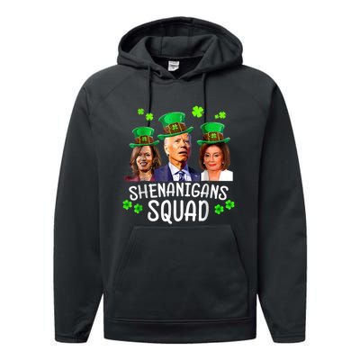 Shenanigans Squad Anti Biden Shamrock St Patrick's Day Funny Performance Fleece Hoodie