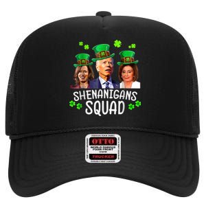 Shenanigans Squad Anti Biden Shamrock St Patrick's Day Funny High Crown Mesh Back Trucker Hat