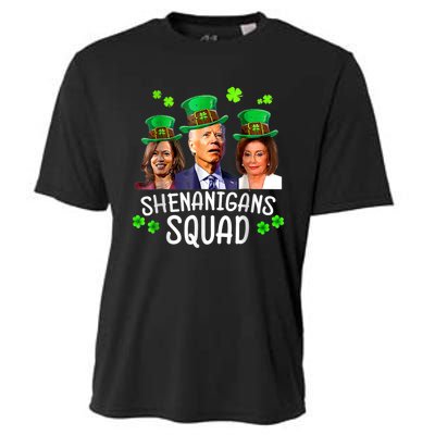 Shenanigans Squad Anti Biden Shamrock St Patrick's Day Funny Cooling Performance Crew T-Shirt