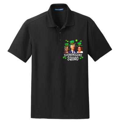 Shenanigans Squad Anti Biden Shamrock St Patrick's Day Funny Dry Zone Grid Polo