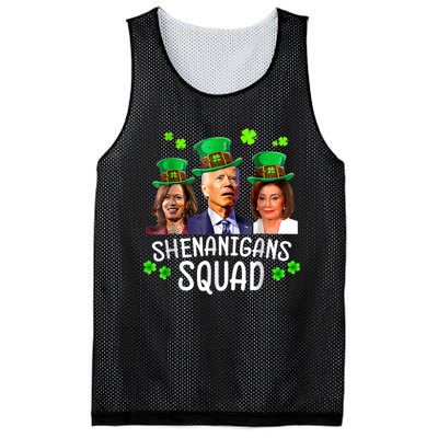 Shenanigans Squad Anti Biden Shamrock St Patrick's Day Funny Mesh Reversible Basketball Jersey Tank