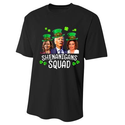 Shenanigans Squad Anti Biden Shamrock St Patrick's Day Funny Performance Sprint T-Shirt