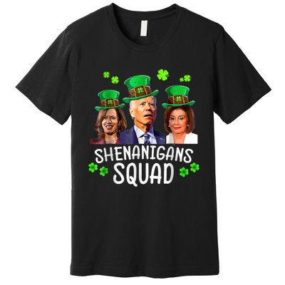 Shenanigans Squad Anti Biden Shamrock St Patrick's Day Funny Premium T-Shirt