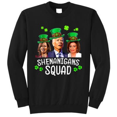 Shenanigans Squad Anti Biden Shamrock St Patrick's Day Funny Tall Sweatshirt