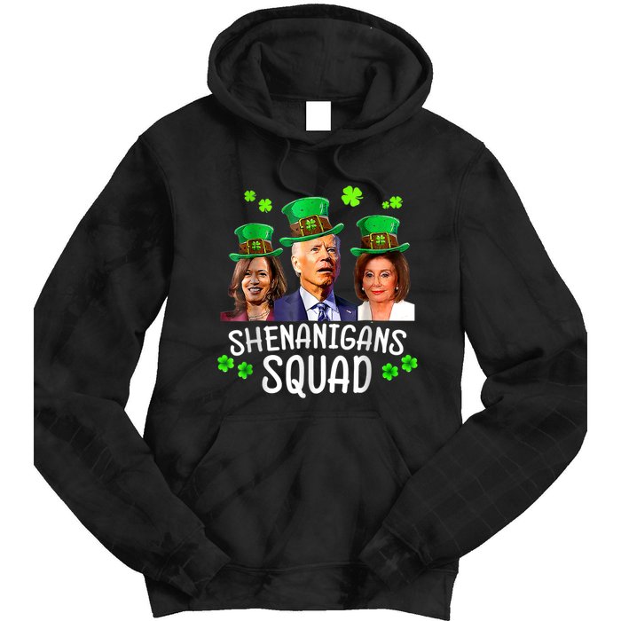 Shenanigans Squad Anti Biden Shamrock St Patrick's Day Funny Tie Dye Hoodie