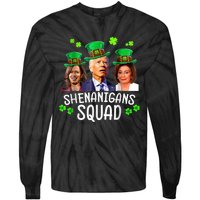 Shenanigans Squad Anti Biden Shamrock St Patrick's Day Funny Tie-Dye Long Sleeve Shirt