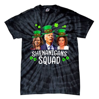 Shenanigans Squad Anti Biden Shamrock St Patrick's Day Funny Tie-Dye T-Shirt