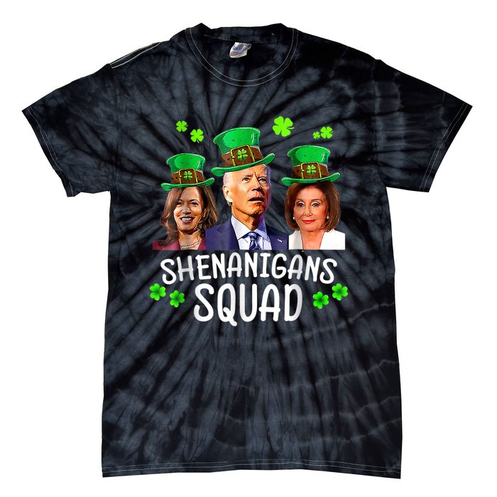 Shenanigans Squad Anti Biden Shamrock St Patrick's Day Funny Tie-Dye T-Shirt