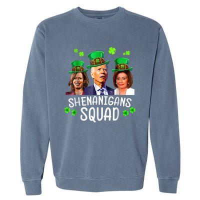 Shenanigans Squad Anti Biden Shamrock St Patrick's Day Funny Garment-Dyed Sweatshirt