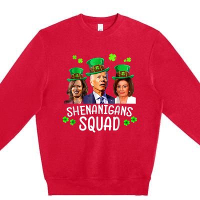 Shenanigans Squad Anti Biden Shamrock St Patrick's Day Funny Premium Crewneck Sweatshirt