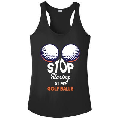 Stop Staring At My Golf Balls Cute Golfing Funny Boobs Balls Ladies PosiCharge Competitor Racerback Tank