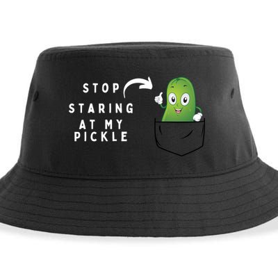 Stop Staring At My Pickle Adult Humor Pickle Lover Sustainable Bucket Hat