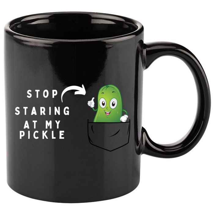 Stop Staring At My Pickle Adult Humor Pickle Lover 11oz C Handle Ceramic Mug
