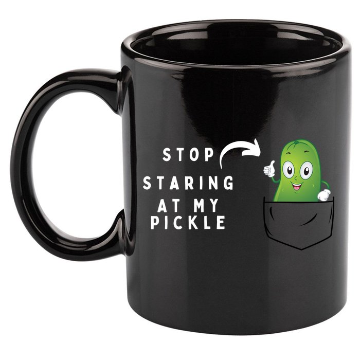 Stop Staring At My Pickle Adult Humor Pickle Lover 11oz C Handle Ceramic Mug