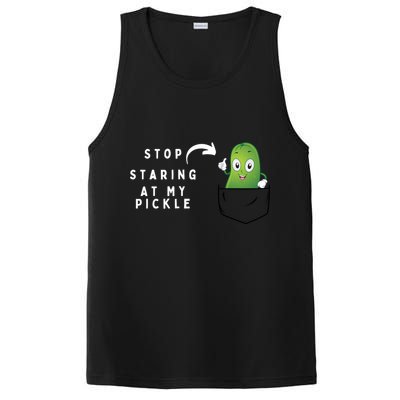 Stop Staring At My Pickle Adult Humor Pickle Lover PosiCharge Competitor Tank