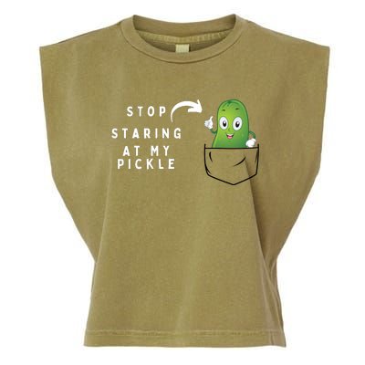 Stop Staring At My Pickle Adult Humor Pickle Lover Garment-Dyed Women's Muscle Tee