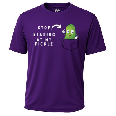 Stop Staring At My Pickle Adult Humor Pickle Lover Performance Shirt