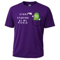 Stop Staring At My Pickle Adult Humor Pickle Lover Cooling Performance Crew T-Shirt