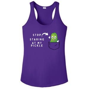 Stop Staring At My Pickle Adult Humor Pickle Lover Ladies PosiCharge Competitor Racerback Tank