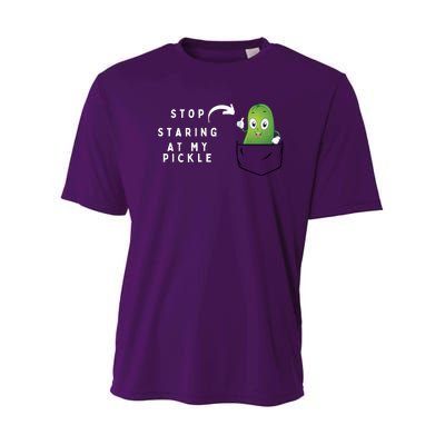 Stop Staring At My Pickle Adult Humor Pickle Lover Youth Performance Sprint T-Shirt