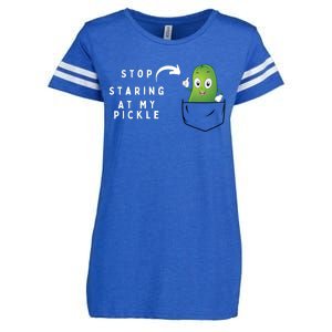 Stop Staring At My Pickle Adult Humor Pickle Lover Enza Ladies Jersey Football T-Shirt