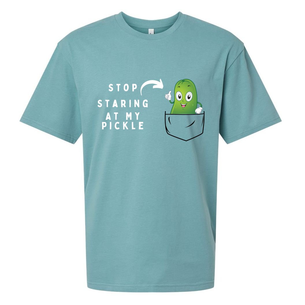 Stop Staring At My Pickle Adult Humor Pickle Lover Sueded Cloud Jersey T-Shirt