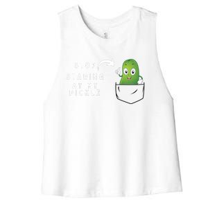 Stop Staring At My Pickle Adult Humor Pickle Lover Women's Racerback Cropped Tank