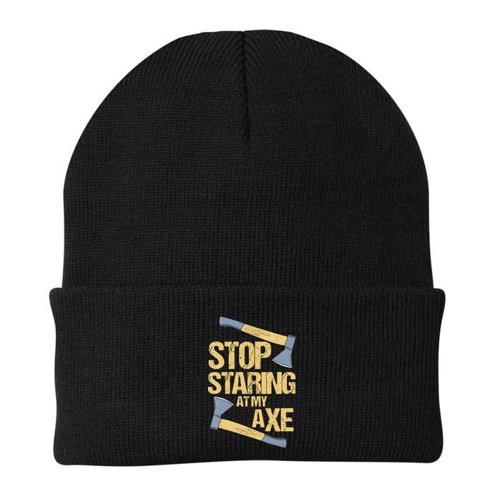 Stop Staring At My Axe Funny Axe Throwing Lover Mp Knit Cap Winter Beanie