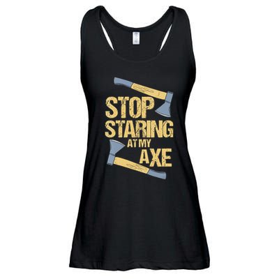Stop Staring At My Axe Funny Axe Throwing Lover Mp Ladies Essential Flowy Tank