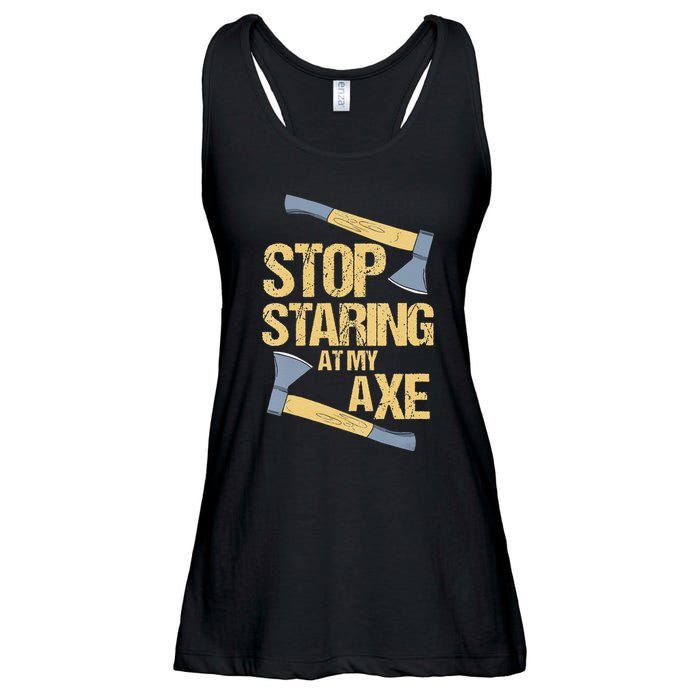 Stop Staring At My Axe Funny Axe Throwing Lover Mp Ladies Essential Flowy Tank