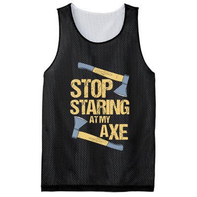 Stop Staring At My Axe Funny Axe Throwing Lover Mp Mesh Reversible Basketball Jersey Tank