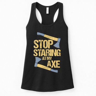 Stop Staring At My Axe Funny Axe Throwing Lover Mp Womens Tank Top