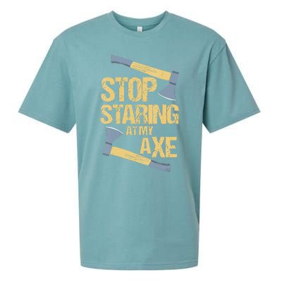 Stop Staring At My Axe Funny Axe Throwing Lover Mp Sueded Cloud Jersey T-Shirt