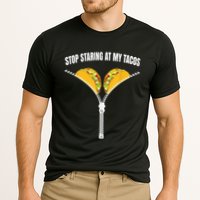 Stop Staring At My Tacos Zip Funny Cooling Performance Crew T-Shirt